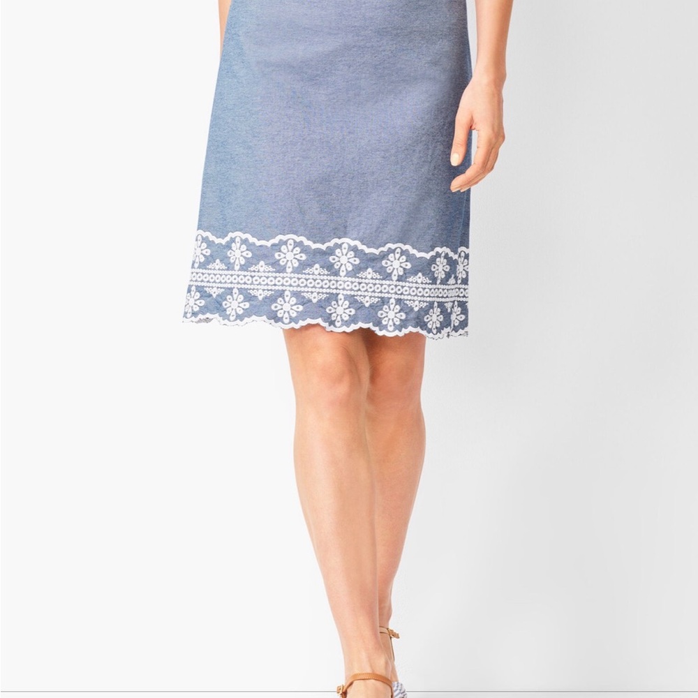 EMBROIDERED CHAMBRAY A-LINE SKIRT
 💯 cotton